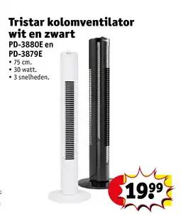 Kruidvat Tristar kolomventilator wit en zwart aanbieding