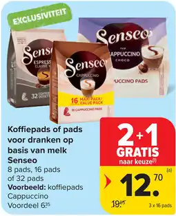 Carrefour Market Koffiepads of pads voor dranken op basis van melk Senseo aanbieding