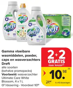 Carrefour Market Gamma vloeibare wasmiddelen, poeder, caps en wasverzachters Dreft aanbieding