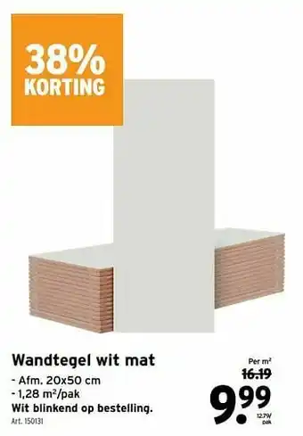 GAMMA Wandtegel wit mat aanbieding