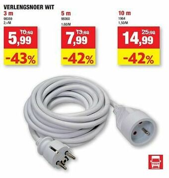 Hubo Verlengsnoer wit aanbieding