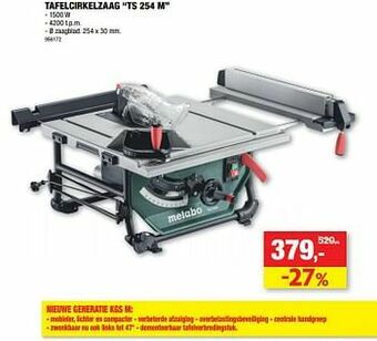 Hubo Metabo tafelcirkelzaag ts 254 m aanbieding