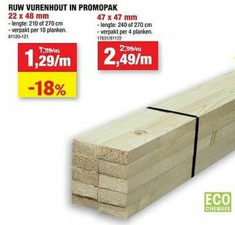 Hubo Ruw vurenhout in promopak aanbieding
