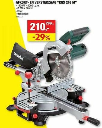 Hubo Metabo afkort- en verstekzaag kgs 216 m aanbieding