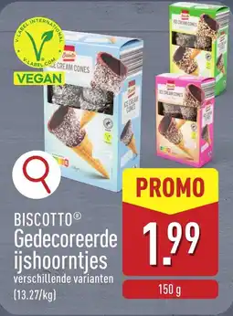 ALDI Biscotto Gedecoreerde ijshoorntjes aanbieding