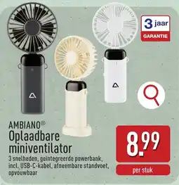 ALDI Ambiano Oplaadbare Miniventilator aanbieding