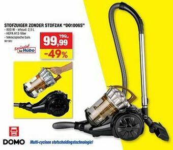 Hubo Domo elektro stofzuiger zonder stofzak do1006s aanbieding