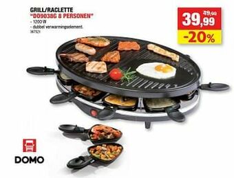 Hubo Domo elektro grill-raclette do9038g 8 personen aanbieding