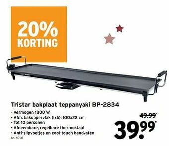 GAMMA Tristar bakplaat teppanyaki bp-2834 aanbieding
