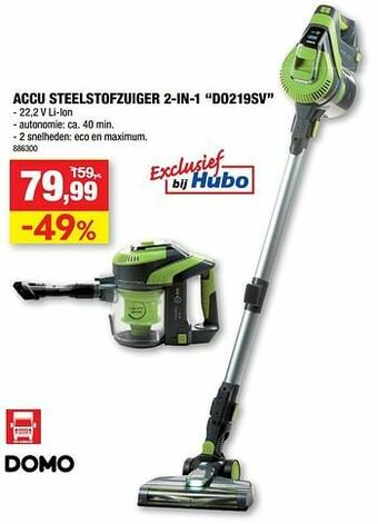Hubo Domo elektro accu steelstofzuiger 2-in-1 do219sv aanbieding