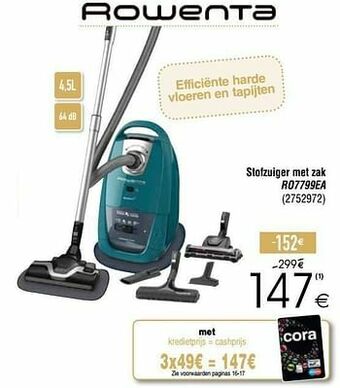 Cora Rowenta stofzuiger met zak ro7799ea aanbieding