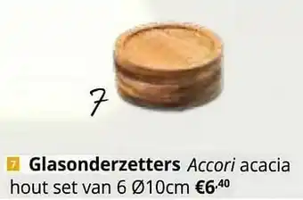 YGO Glasonderzetters accori acacia hout set aanbieding