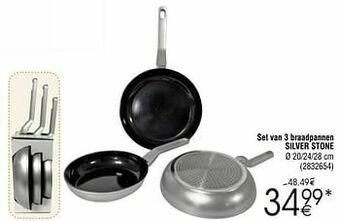 Cora Set van 3 braadpannen silver stone aanbieding