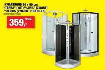 Hubo Kwartrond terra wit-luna zwart -helios zwarte profielen aanbieding