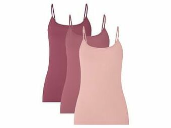 Lidl ESMARA® Set van 3 getailleerde spaghettitops van een katoenmix (M (40/42), roze) aanbieding