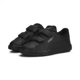 Decathlon Smash 3.0 leren V sneakers voor kinderen PUMA Black Shadow Gray aanbieding
