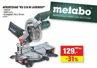 Hubo Metabo afkortzaag ks 216 m lasercut aanbieding