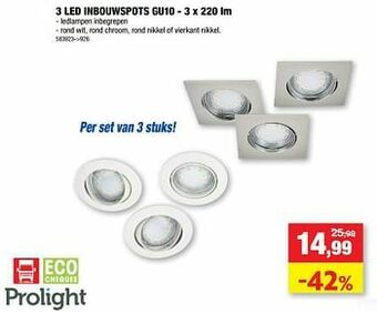 Hubo 3 led inbouwspots gu10 aanbieding