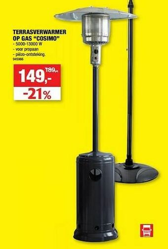 Hubo Terrasverwarmer op gas cosimo aanbieding