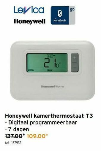 Honeywell kamerthermostaat t3