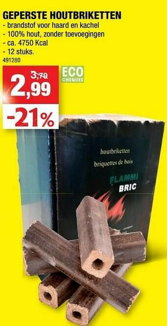 Hubo Geperste houtbriketten aanbieding