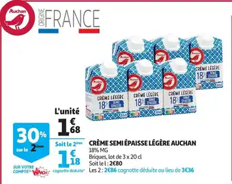 Auchan Creme Semi Epaisse Legere Auchan aanbieding