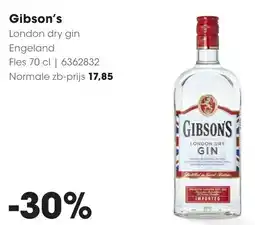 Hanos Gibson's London dry gin aanbieding
