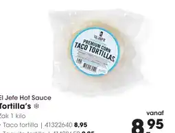 Hanos El Jefe Hot Sauce Tortilla's aanbieding