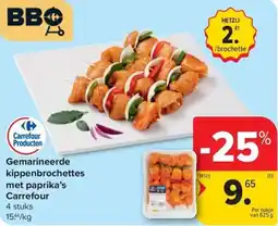 Carrefour Market Gemarineerde kippenbrochettes met paprika's Carrefour aanbieding