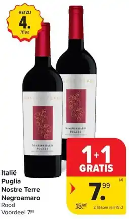Carrefour Market Italië Puglia Nostre Terre Negroamaro aanbieding