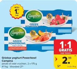 Carrefour Market Griekse yoghurt Powerbowl Campina aanbieding