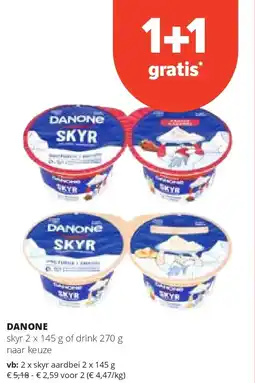 Spar DANONE skyr aardbei 2 x 145 g aanbieding