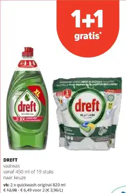 Spar DREFT quickwash original 820 ml aanbieding