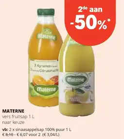 Spar MATERNE sinaasappelsap 100% puur 1 L aanbieding