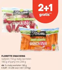 Spar FLORETTE SNACKING baby wortelen 180 g aanbieding