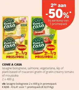 Spar COME A CASA lasagne bolognese 2 x 400 g in promopack aanbieding