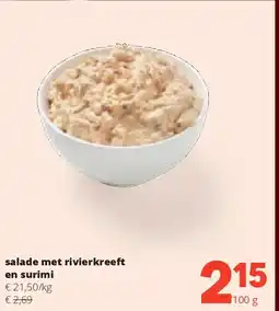 Spar salade met rivierkreeft en surimi aanbieding