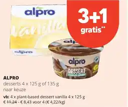 Spar ALPRO plant-based dessert vanilla 4 x 125 g aanbieding