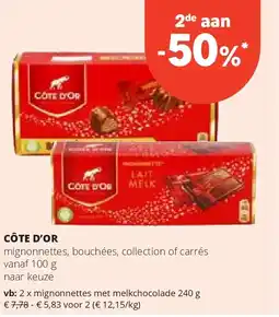 Spar CÔTE D’OR mignonnettes met melkchocolade 240 g aanbieding