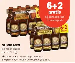 Spar GRIMBERGEN blond 8 x 33 cl + lg. in promopack aanbieding
