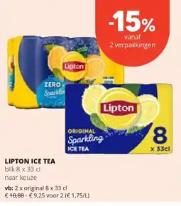 Spar LIPTON ICE TEA original 8 x 33 cl aanbieding