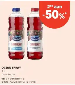 Spar OCEAN SPRAY cranberry 1 L aanbieding