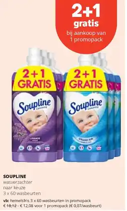 Spar SOUPLINE hemelsfris 3 x 60 wasbeurten in promopack aanbieding