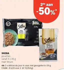 Spar SHEBA délices du jour in saus met gevogelte 6 x 50 g aanbieding