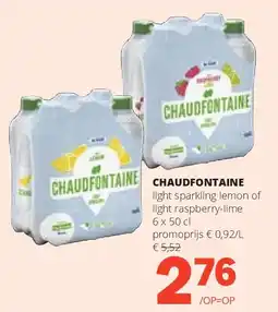 Spar CHAUDFONTAINE light sparkling lemon of light raspberry-lime 6 x 50 cl aanbieding