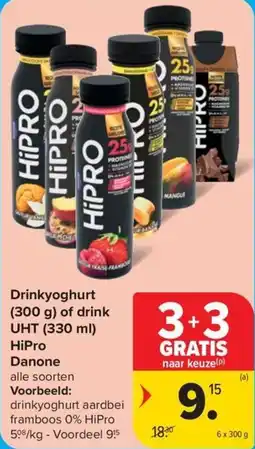 Carrefour Market Drinkyoghurt of drink UHT hipro Danone aanbieding