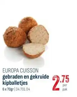 Horeca totaal Europa cuisson gebraden en gekruide kipballetjes aanbieding