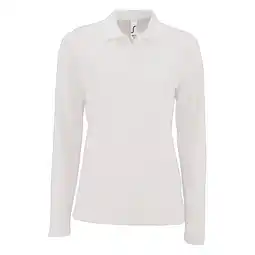 Decathlon Dames Perfect Pique Poloshirt met Lange Mouwen (Wit) aanbieding