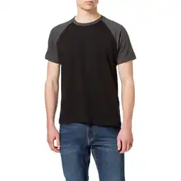 Decathlon Heren Raglan Tshirt met contrasterende mouwen (Zwart/Charcoal Heather) aanbieding