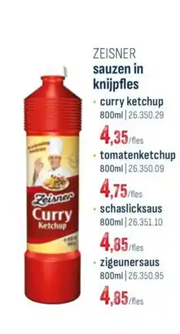 Horeca totaal Zeisner sauzen in knijpfles aanbieding